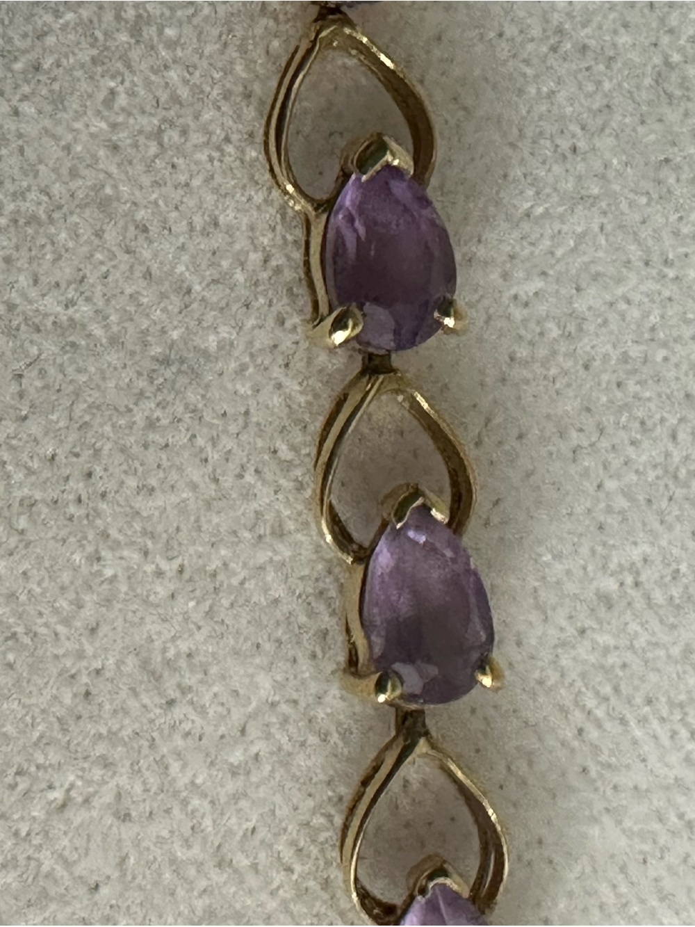 Vintage 14K Yellow Gold Teardrop Amethyst Link Tennis Bracelet – 8.4g
